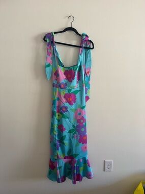 Show Me Your MuMu Aqua Floral Midi Dress